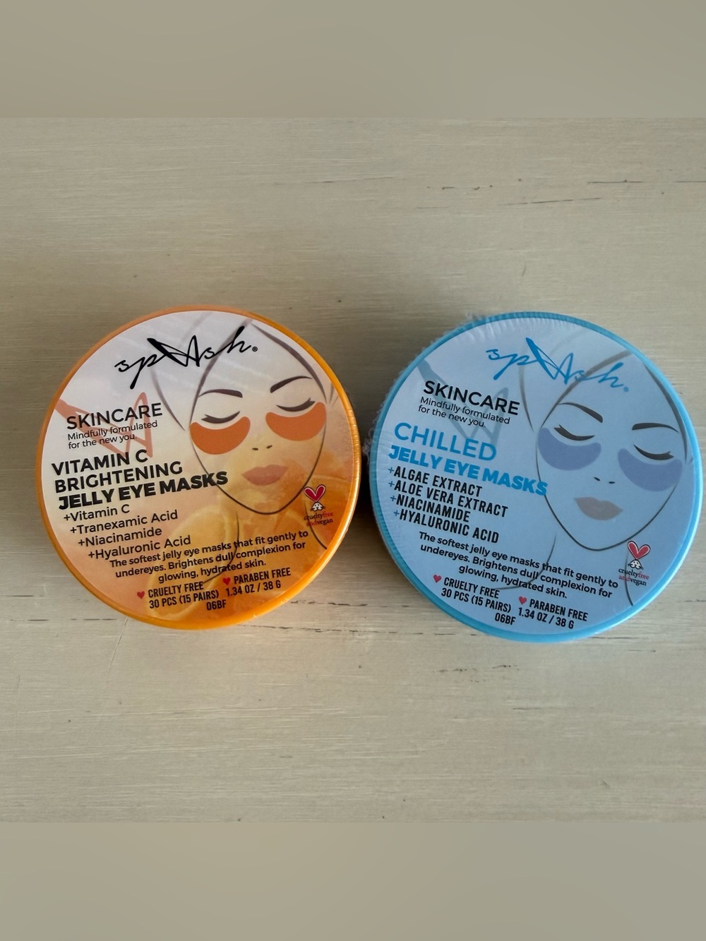 LA Splash Jelly Eye Masks 2 Pack Vitamin C Chilled Hydrating NEW